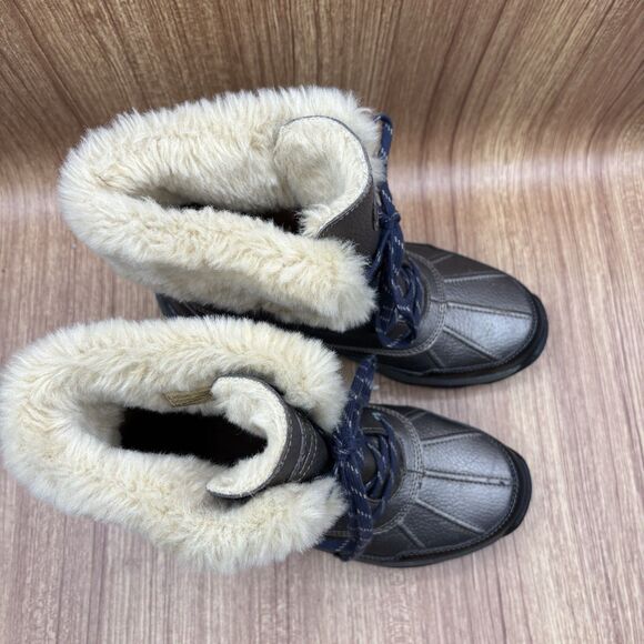 Clarks Mazlyn Arctic Bronze Leather Faux Fur Lace-up Hiking Boot Women size 7.5W - Picture 9 of 9